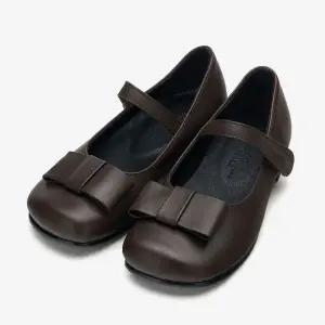 [보리보리/아이들]2132R 키즈 & 맘 소가죽 토 리본 메리제인 - 다크브라운