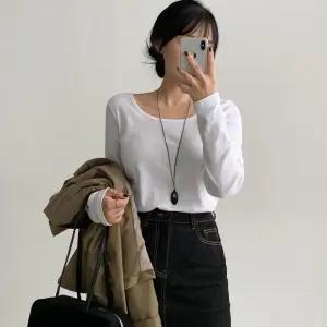 [에이와비] #AWABMADE:_픽스U립넥코튼긴팔티 -4color