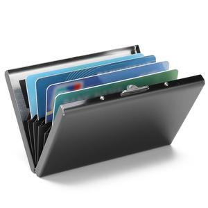 루에비카 스테인리스 스틸 신용카드 지갑 RFID 차단 금속 케이스 포켓 명함 홀더 여성용 및 남성용