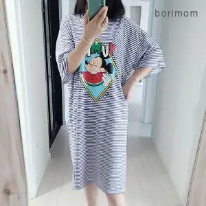 [보리보리/보리맘]미키 야미 수유 원피스 수유복 숨김 수유구 모유수유옷 임부복 잠옷