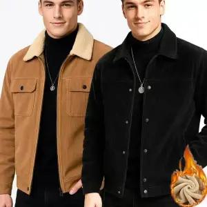 남성 겨울 JAMES 제임스 2종 따뜻한 코듀로이 라펠 두꺼운 플러스 벨벳기모 양털퍼 카라넥 골덴 블레이저 재킷 점퍼 발열 방풍 캐쥬얼 점퍼 바람막이 재킷/2