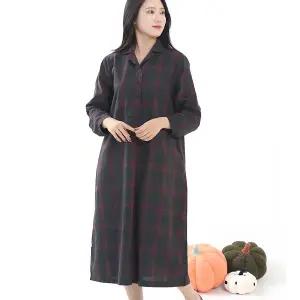 DT5403 루즈핏 체크 카라원피스