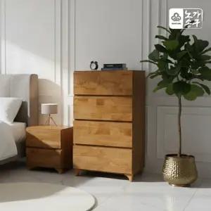 노송가구 올리브 틈새 원목 4단 서랍장(착불배송)