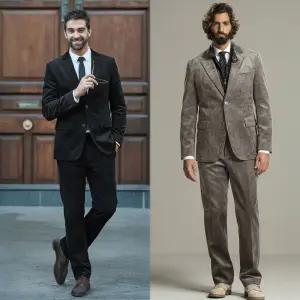 쟌피엘 벨로아 코듀로이 셋업수트 정장자켓 바지 콤비