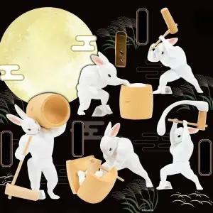 근육 토끼 피규어 방앗간 떡집 달나라 5종세트 명절 떡방아 인테리어 장식품 귀여운 전시용