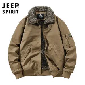 JEEP SPIRIT 남성 가을 겨울 기모 안감 재킷 따뜻한 캐주얼 항공점퍼
