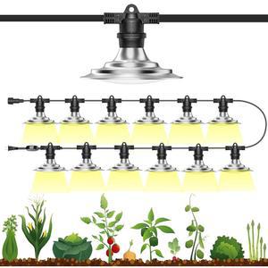 IMVSINCERE 야외 재배 조명 200W 온실 IP44 방수 조명, 풀 스펙트럼 LED 식물 램프, 채소 묘목 꽃용 정원 조명(12개 전구) 42.65피트