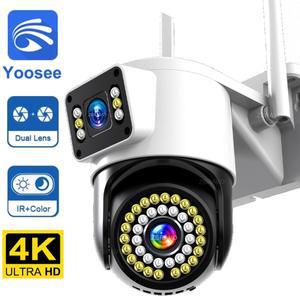Woosee 4K 8MP 듀얼 스크린 IP 카메라 4MP WiFi PTZ 카메라 AI 인간 감지 모니터 야외 컬러 야간 투시경 CC
