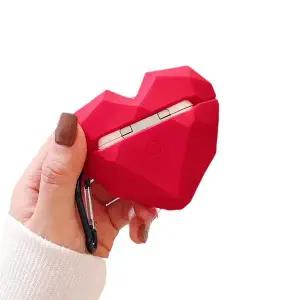 에어팟 4 3 2 1 프로 귀여운 입체 하트 실리콘 이어폰 충전 파우치 카라비너 키링 고리 케이스