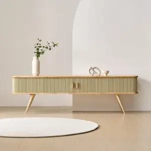 다벨 슬림 원목 슬라이딩 템바보드 거실장 1800