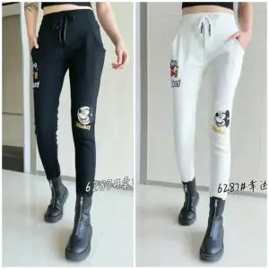 봉숙이 미프렌 2025 겨울 기모 신상 따뜻한 여성 스판 허리 밴딩 여자 배기 면 고무줄 팬츠 블랙 검정 화이트 흰 색 베기 9부 긴 바지