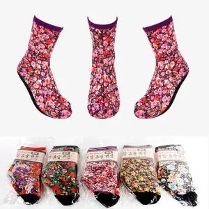 크로바 여성 요술버선 겨울버선 중목 꽃 털있는 미끄럼방지 할머니덧버선 선물