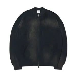 [노매뉴얼](강남점)SPRAY DYEING KNIT ZIP-UP - BLACK