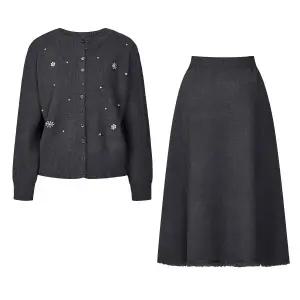 [포커스](팩토리스토어 강남점)쥬얼리 포인트 가디건+롱 스커트 세트_PBINF5W1KC4821
