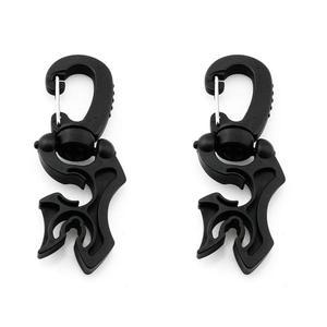 클립 스노클링 더블 BCD 레귤레이터 리테이너 버클 후크 스쿠버 다이빙 액세서리가 있는 멋진 2pcs 호스 홀더, 블랙