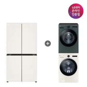 LG 디오스 오브제컬렉션 매직스페이스 냉장고 + LG 트롬 세탁기건조기 세트 (T875MEE111 + FX24ENE-GNG)