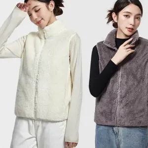 여성 양털 조끼 루즈핏 하이넥 데일리 여성 플리스 조끼 겨울 보온
