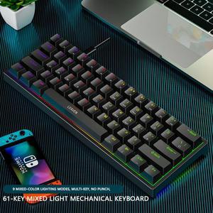 K620 미니 게임용 기계식 키보드 61 키 RGB 스왑 Type-C 유선 게임용 키보드 PBT 키캡 60% 인체 공학 키보