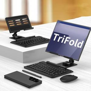 삼성 호환 갤럭시 Z 트라이폴드 폴드 7 6 5 4 3용 무선 키보드 및 마우스 블루투스 호환 타입 C 키보드 접