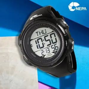 네파 50랩메모리 8알람 방수 전자 스포츠 러닝 군인시계 N237-BK