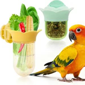 채소와 물을 위한 2Pcs 새장 먹이기 /펠릿 채소를 신선하게 보관할 수 있는 물 저장 디자인의 앵무새 채소