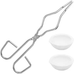LTKJ 2개 제련 그릇 접시 150g 도가니 녹이는 금-은 + 25cm 집게