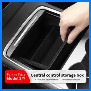 2021-2023 Tesla Model 3/Y 팔걸이 큐비 서랍 보관함 액세서리 (플로킹) 용 센터 콘솔 주최자 트레이