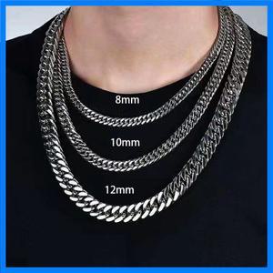 남자를위한 HNSP 8mm-14mm 두꺼운 스테인레스 스틸 쿠바 체인 목걸이 펑크 목 남성 체인 쥬얼리 액세서리