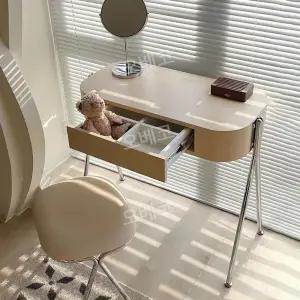 화이트화장대 테이블 심플 화장대 거울 의자 미니 라운드