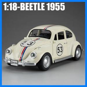 1:18 모델 비틀 1955 빈티지 합금 자동차 다이캐스트 시뮬레이션 장난감 차량 소리와 빛 소형 자동차 컬렉