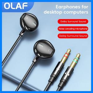 3.5mm 오디오 마이크 듀얼 플러그 유선 헤드폰 3m/2m 이어폰 헤드셋 유선 이어폰 데스크탑 컴퓨터 PC베이스