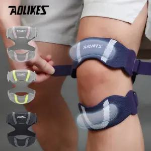 무릎보호대 AOLIKES 1개 슬개골 힘줄 실리콘 패드 무릎 스트랩 압축 안정