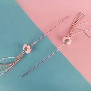 고양이 폼폼이 낚시 장난감 핑크색 놀이대 애완동물 낚시대 (WFJ6V10)