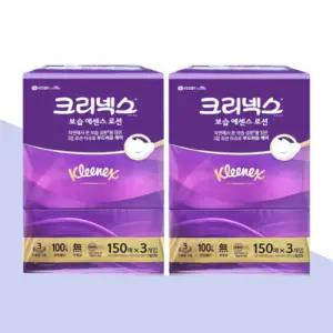 크리넥스 보습 에센스 로션 미용티슈 150매 3입 2개 저자극 촉촉티슈 (총6입)