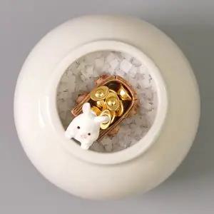 [아침향기]인테리어 소품 풍수인테리어 현관 복 재물운 액막이 금수레 토끼 달항아리 소금단지 화이트