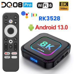rgbtohdmi 쿼드 코어 스마트 TV 박스 안드로이드 13 RGB 8K 비디오 4K 60fps HDR10 2 4 및 5G Wifi6 BT5 0 구글 보이스 2G16G 4G 32G 64G DQ08 Pro RK3528