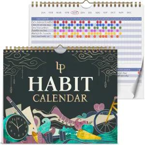 일일 습관 추적을 위한 전설 캘린더 u2013 원자 동기 추적기 2년 날짜 미정 10x8 u201D (블랙)