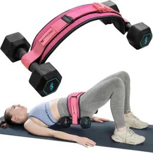 미끄럼 방지 패딩으로 고관절 스러스트 벨트 운동하기 - 덤벨 케틀벨 또는 접시와 함께 사용하기 헬스장 홈