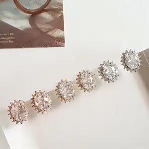 여자 데일리 크리스탈 타원형 빅 큐빅 귀걸이