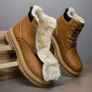 [옷자락]남성용 하이탑 키높이 투톤솔 기모 방한 워커