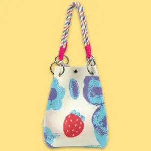 여성 미니 토트 백 작은 니트 손 가방 스카이딸기