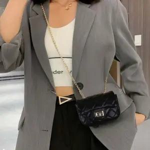 여성 데일리 미니크로스백 골드체인스트랩 퀄팅숄더백