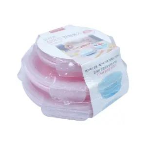 삼우 원형 도시락 3종 세트 실리콘 접이식 용기 실리콘도시락 도시락통