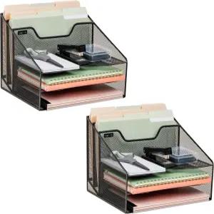 마인드 리더 파일 정리함 2세트 책상 보관함 종이 트레이 사무실 금속 메쉬 12.5인치 x 11.5인치 9.5인치 H