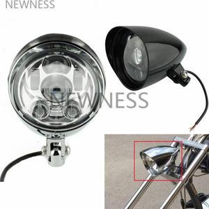 오토바이 큰 LED 헤드 라이트 5.75 바 총알 크롬 램프 10mm 장착 할리 스포스터 다이나 소프테일 초퍼 FXST