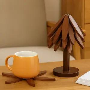 우드 트리 스탠드 냄비 받침대 호두나무색 4P 집들이 선물