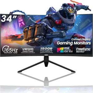 DJiEX 34인치 커브드 모니터 1500R 165Hz 3440x1440 219 UWQHD 울트라와이드 게이밍 컴퓨터 지원 프리싱크