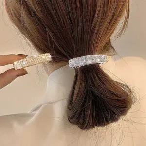 반달모양 큐빅 자동 헤어핀 헤어 악세서리 헤어집게핀 머리집게 바나나핀