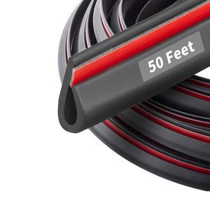 50피트 고무 가장자리 트림 씰 스트립 자동차 도어 해치 유리 강판용 비소타이 자가 접착 U 채널 풍화 크기에 맞게 쉽게 자릅니다 블랙