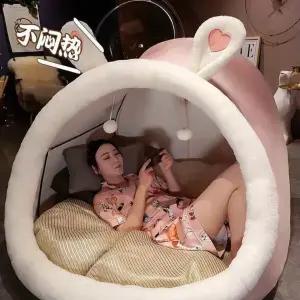 인간둥지동굴 텐트 초대형 글라스 풀 잠자는 둥지 꿀잠 1x1.3x0.9m 거실 핑크